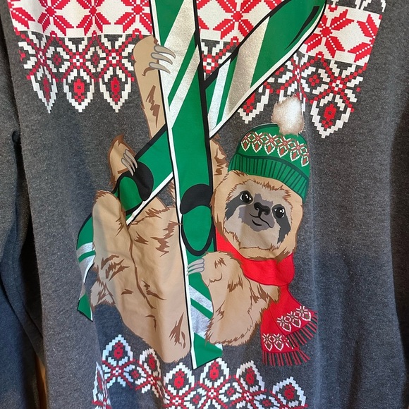 Holiday Time Gray and Green Crewneck Christmas Sweater Size 2XL - Picture 3 of 7